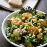 Curry Shrimp Chopped Salad with Creamy Avocado Dressing | https://www.theroastedroot.net