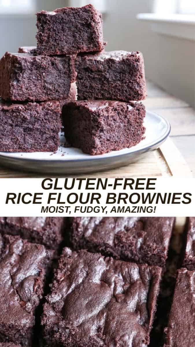 Gluten-Free Rice Flour Brownies sweetened with pure maple syrup. A delicious fudge brownie recipe