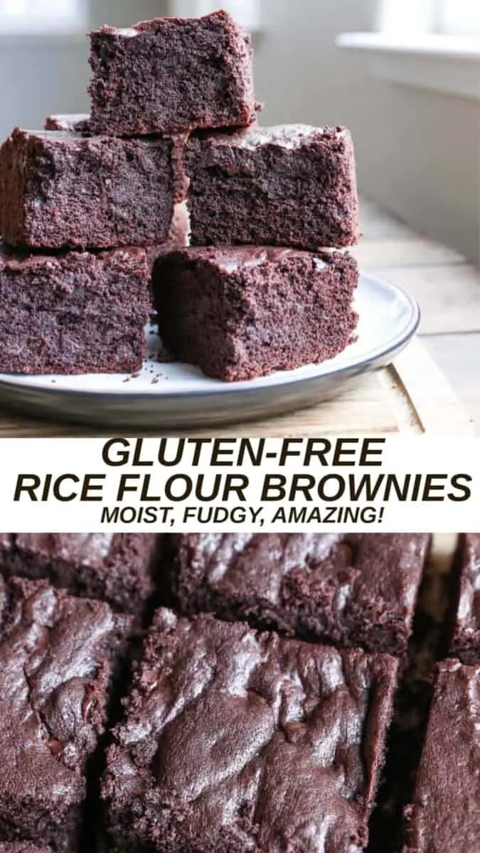 Gluten-Free Rice Flour Brownies sweetened with pure maple syrup. A delicious fudge brownie recipe