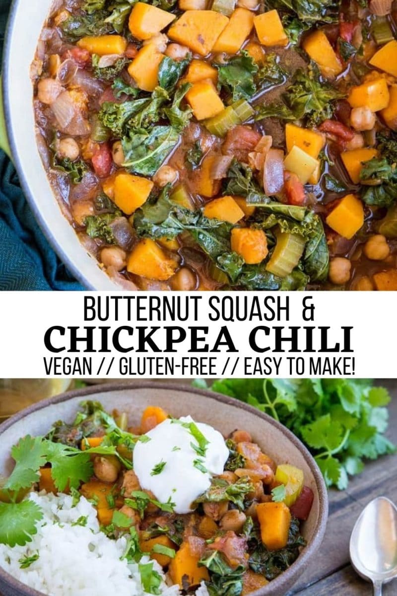 Butternut Squash Chickpea Chili is an easy vegan one-pot meal that is loaded with nutrients!