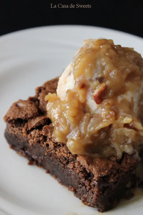 Gluten Free German Chocolate Brownie Sundaes | https://www.theroastedroot.net