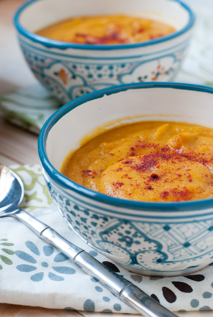Creamy roasted squash and root veggie soup from Pineapple and Coconut