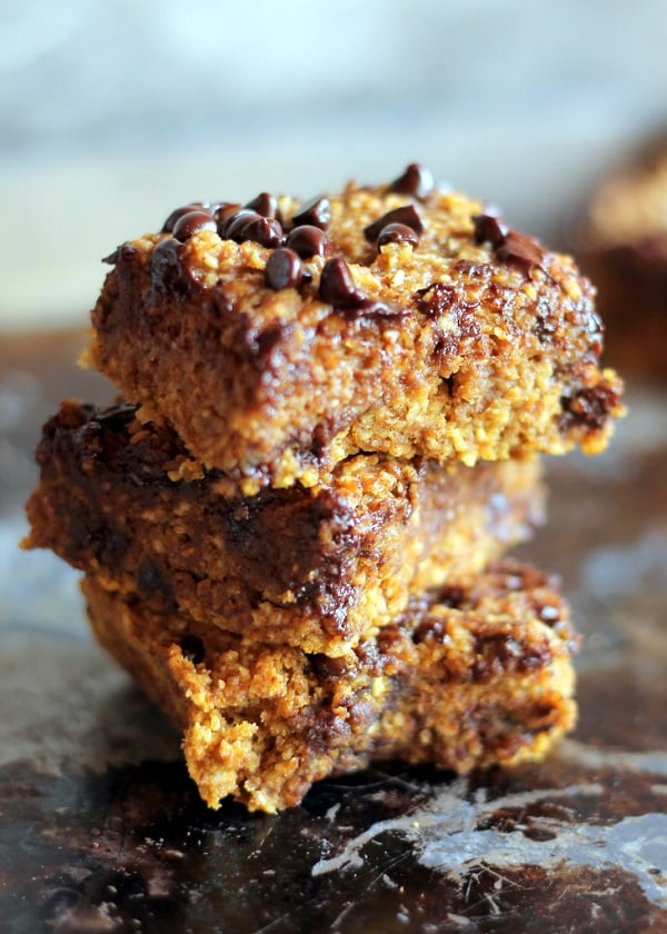 Healthy Pumpkin Chocolate Chip Oat Bars (gluten free and vegan)  from Ambitious Kitchen 