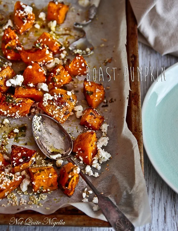 Roast Pumpkin Feta Salad with Honey from Not Quite Nigella