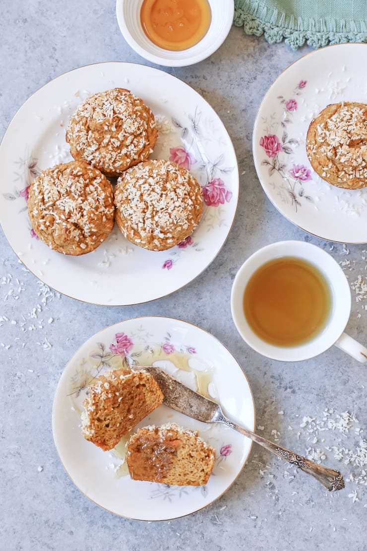 Gluten-Free Sweet Potato Muffins - made with rice flour, coconut flour, and naturally sweetened with pure maple syrup for a healthy breakfast or snack!