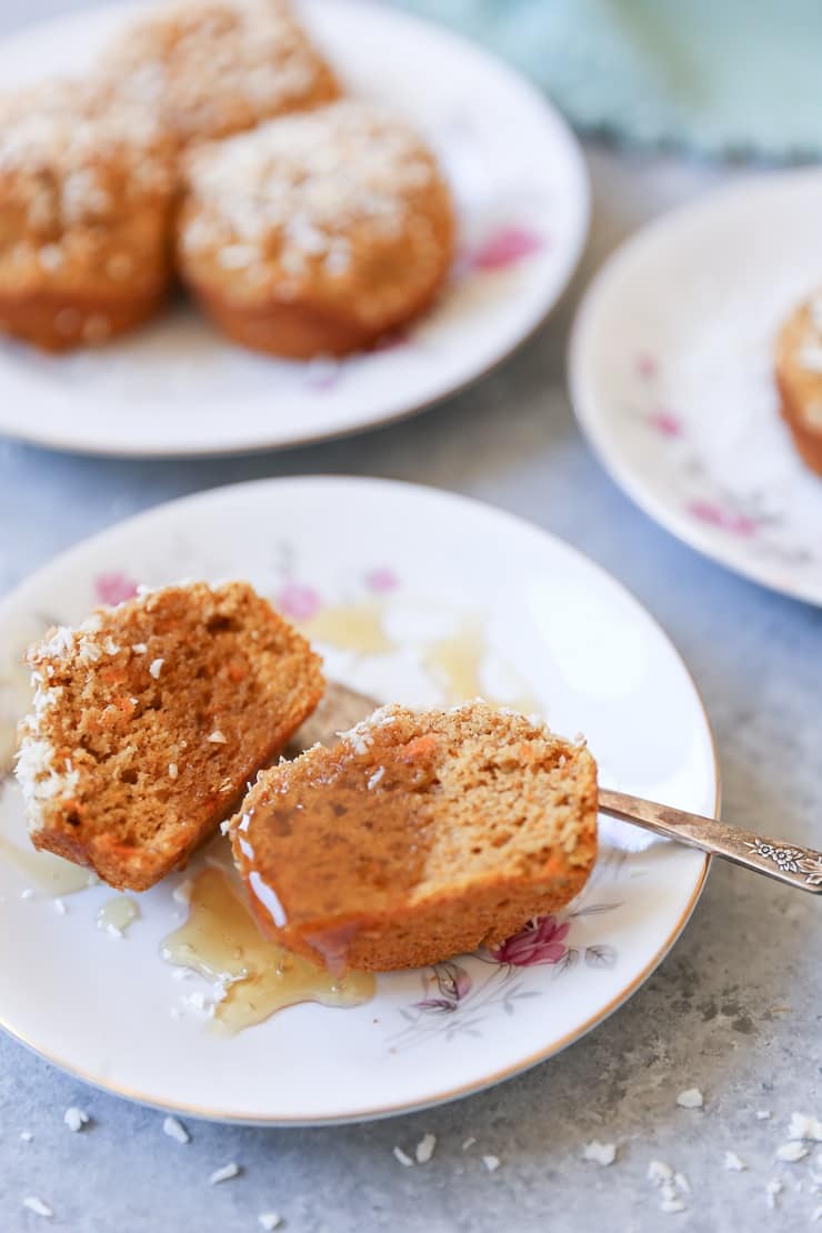 Gluten-Free Sweet Potato Muffins - made with rice flour, coconut flour, and naturally sweetened with pure maple syrup for a healthy breakfast or snack!