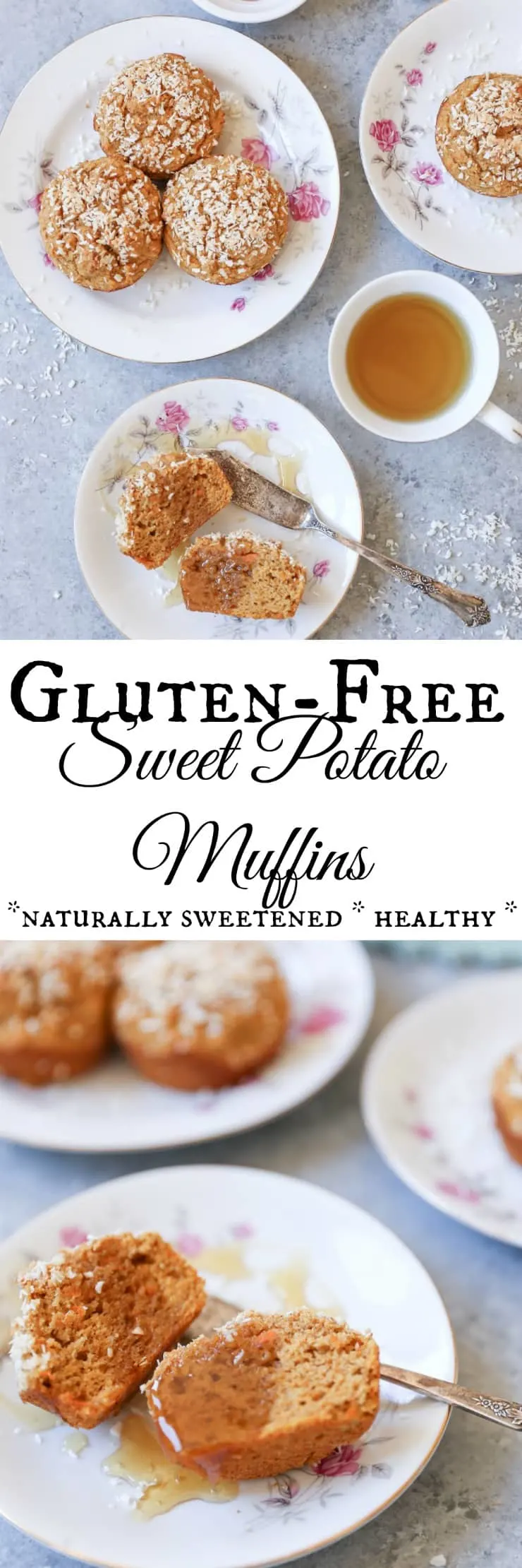 Gluten-Free Sweet Potato Muffins - made with rice flour, coconut flour, and naturally sweetened with pure maple syrup for a healthy breakfast or snack!