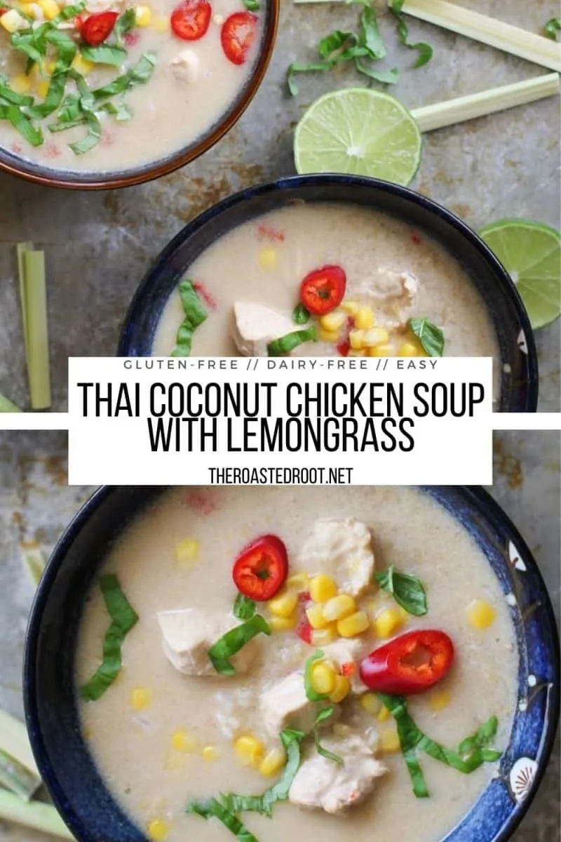 Thai Coconut Chicken Soup with lemongrass, ginger, and garlic - an easy healthy soup recipe loaded with authentic Thai flavors