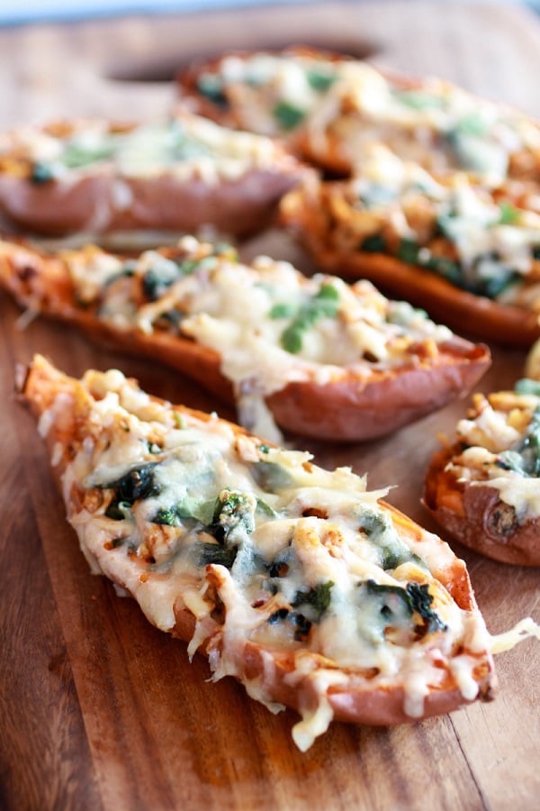 Healthy Chipotle Chicken Sweet Potato Skins from Halfbaked Harvest