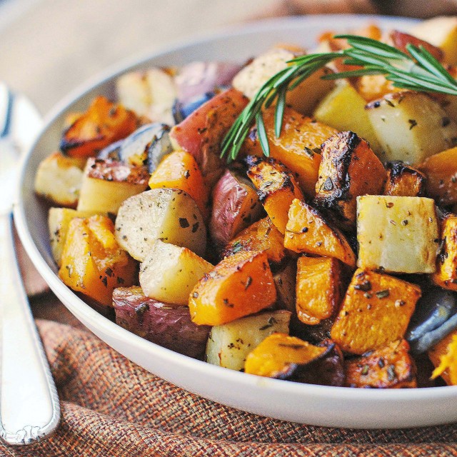Roasted Butternut Squash, Onions, and Red Potatoes with Fresh Herbs from That's Some Good Cookin