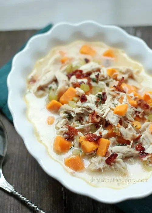 Smokey Bacon and Turkey Chowder from I Breathe I'm Hungry + 50 Thanksgiving Leftover Recipes