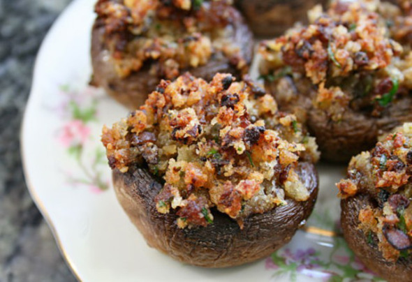Stuffing Stuffed Mushrooms from Purely Consumed + 50 Thanksgiving Leftover Recipes
