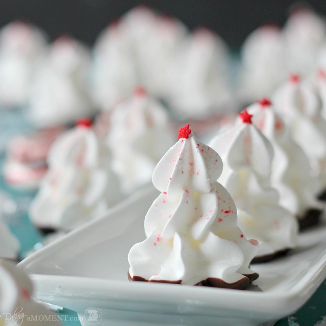 Chocolate Peppermint Meringue Christmas Trees from Baking a Moment