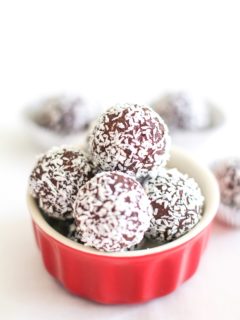 Almond Joy Truffles - a healthier version of the classic dark chocolate truffle with a secret ingredient! | TheRoastedRoot.net