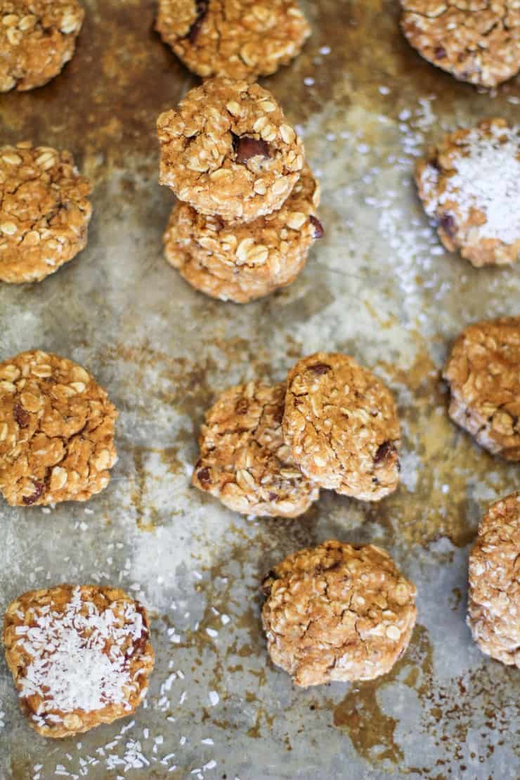 Gluten-Free Sweet Potato Breakfast Cookies made with coconut flour and rolled oats. Naturally sweetened and healthy for breakfast or snack!