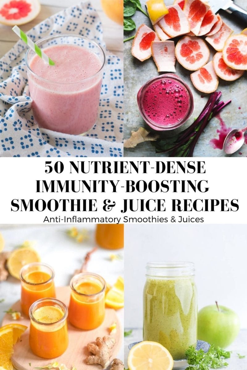 50 Detox Smoothie and Juice Recipes to boost the immune system, make you feel energized, hydrated, and clean!