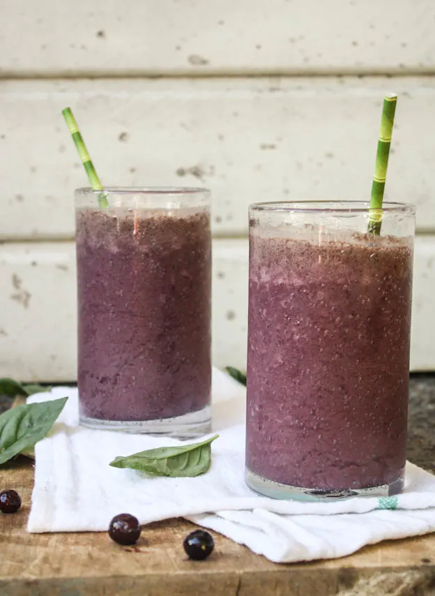 Blueberry Basil Power Smoothie from Dishing Up the Dirt Blueberry Basil Power Smoothie from Dishing Up the Dirt