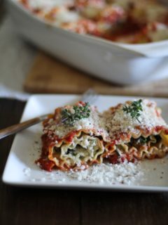 Portabella and Spinach Lasagna Roll Ups | www.theroastedroot.net