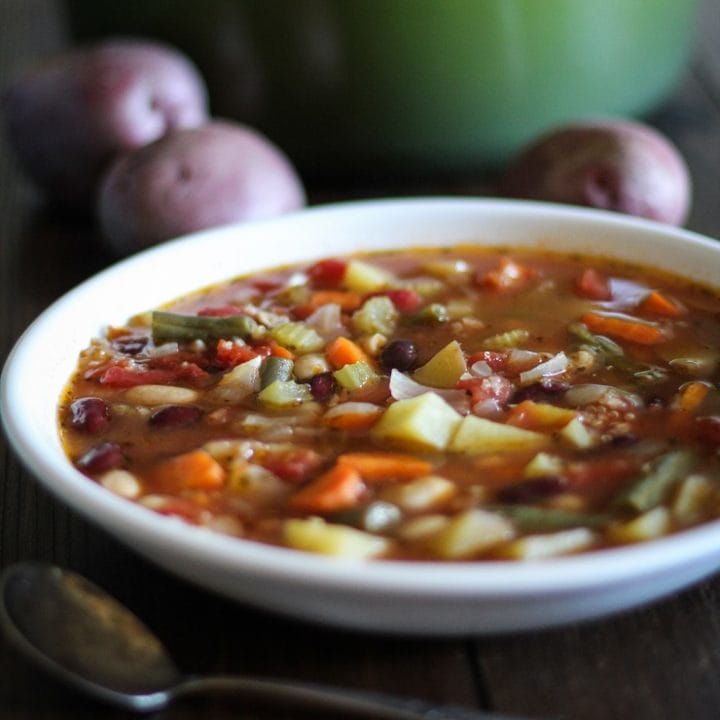 Minestrone Soup with Quinoa | TheRoastedRoot.net #healthy #vegetarian #vegan #glutenfree