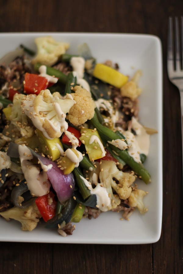 Vegetable Stir Fry with Coconut Tahini Sauce | www.theroastedroot.net