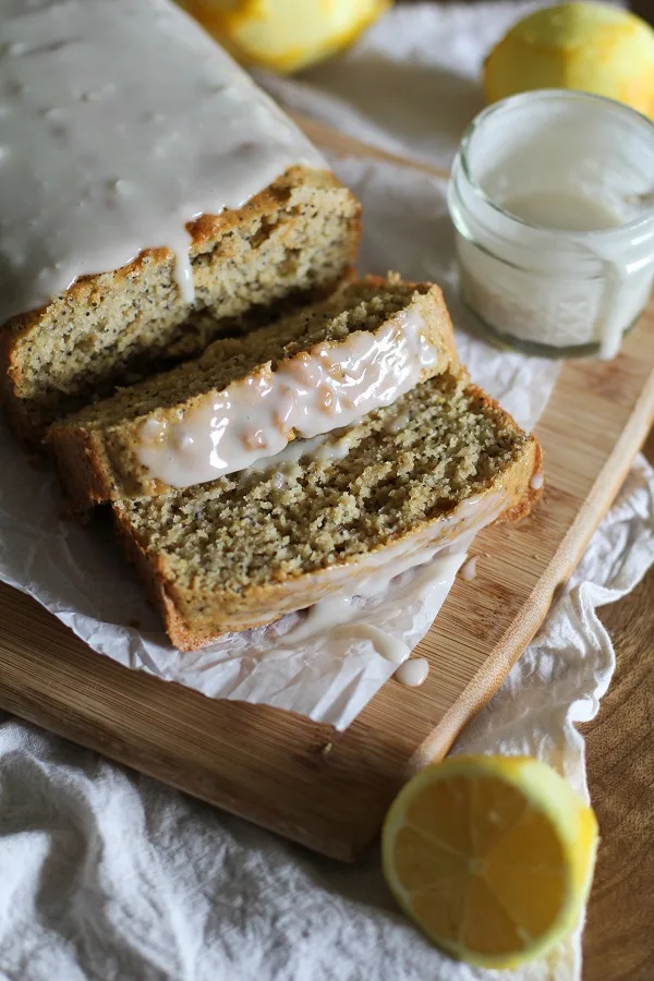 Gluten Free Lemon Poppy Seed Bread with Honey-Lemon Glaze