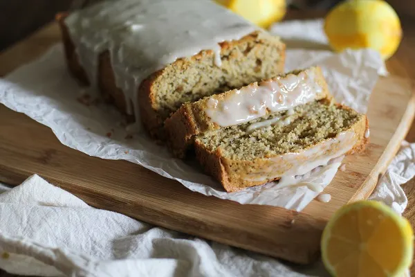 Gluten Free Lemon Poppy Seed Bread with Honey-Lemon Glaze