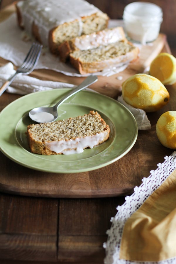 Gluten Free Lemon Poppy Seed Bread with Honey-Lemon Glaze
