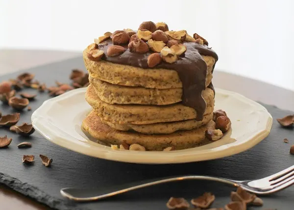 Hazelnut Pancakes with Chocolate Coconut Cream (gluten free) | www.theroastedroot.net
