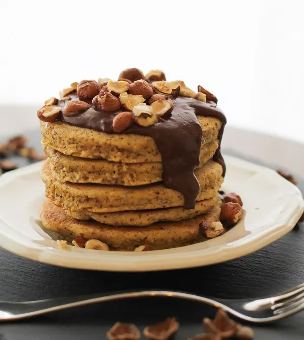 Hazelnut Pancakes with Chocolate Coconut Cream (gluten free) | www.theroastedroot.net