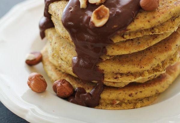 Hazelnut Pancakes with Chocolate Coconut Cream (gluten free)