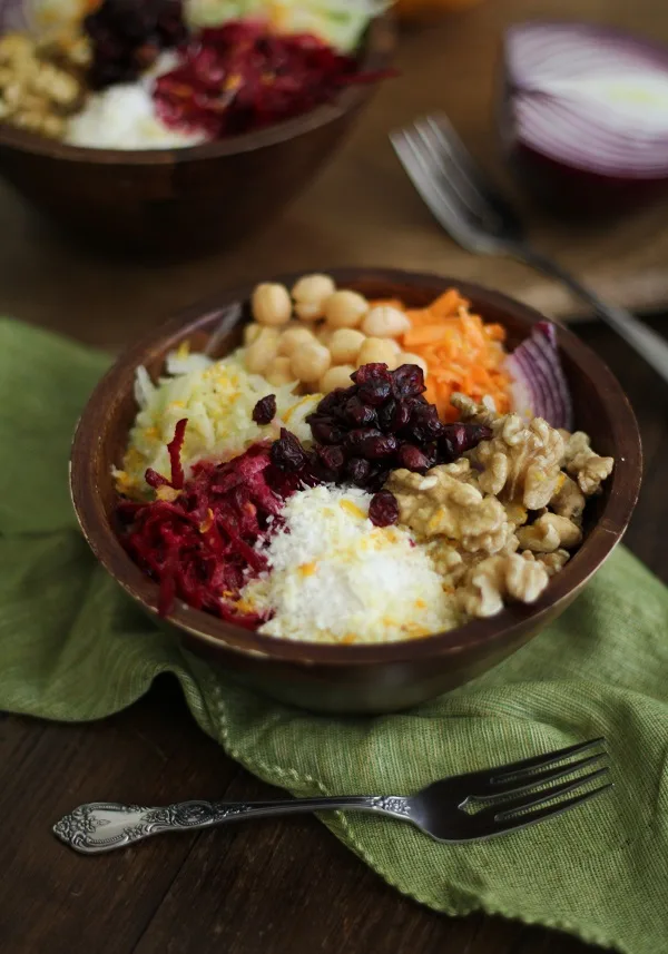 Raw Root Bowls with Zesty Orange Dressing
