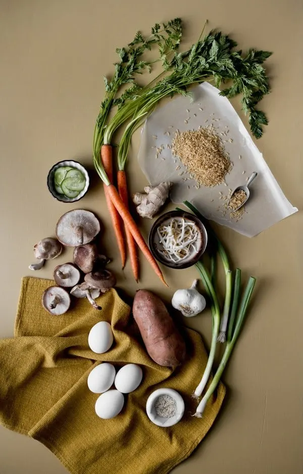 Ingredients for Vegetarian Bibimbap