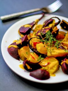 Roasted Beets with Orange-Tahini Dressing | TheRoastedRoot.net #healthy #recipe #paleo #vegan