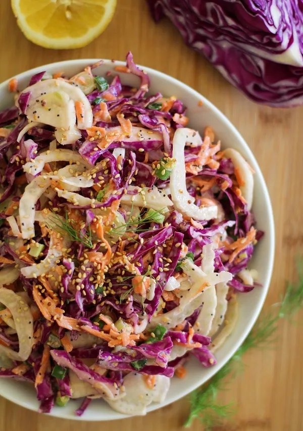 Fennel and Cabbage Slaw (mayo-free)