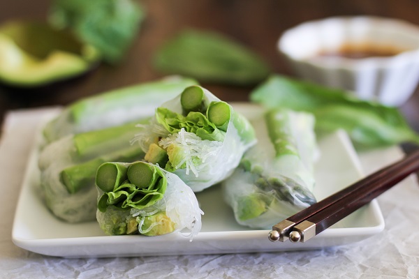 Asparagus and Avocado Spring Rolls with Citrus Dipping Sauce