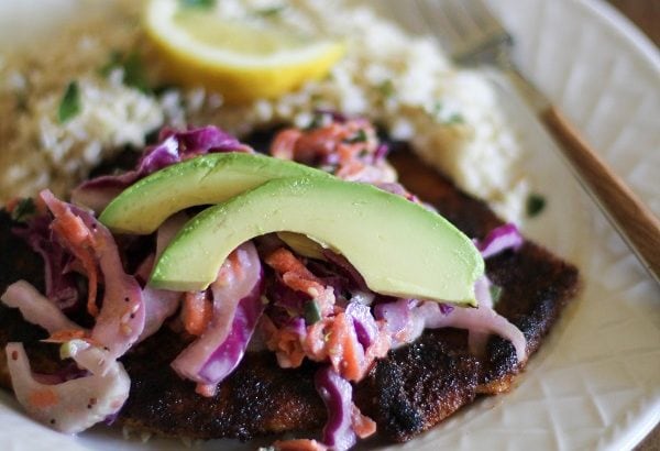 Blackened Tilapia with Fennel and Cabbage Slaw