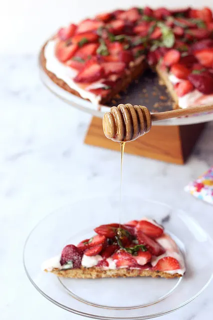 Grain-Free Strawberry Basil Goat Cheese Tart