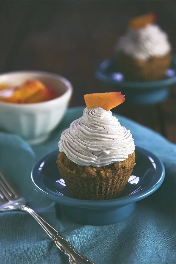 Peaches n Cream Cupcakes (Oil-free and Gluten-free)