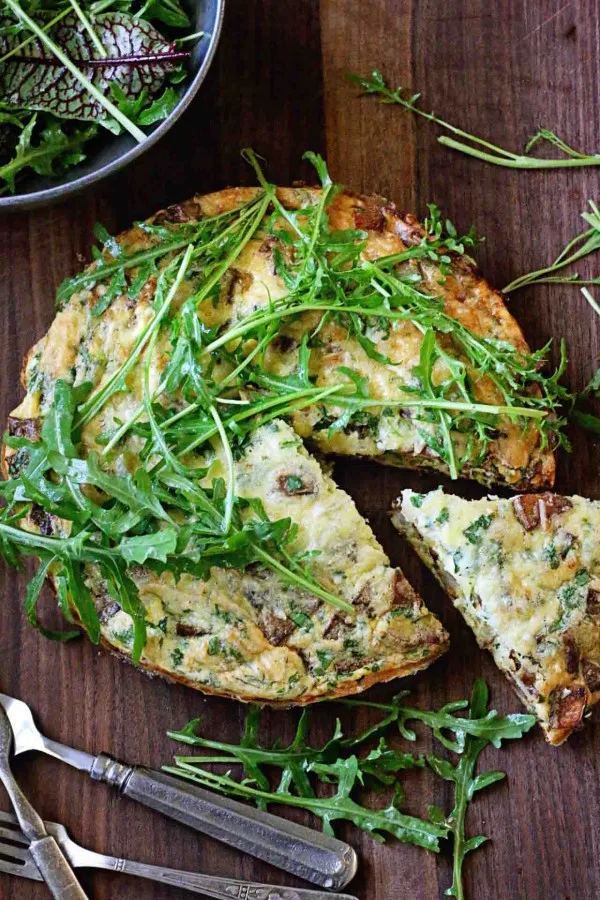 Potato Bacon Frittata with Dijon Arugula