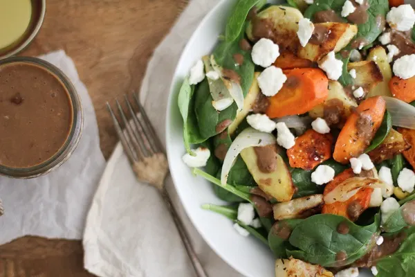 Roasted Root Salad with Balsamic-Date Vinaigrette