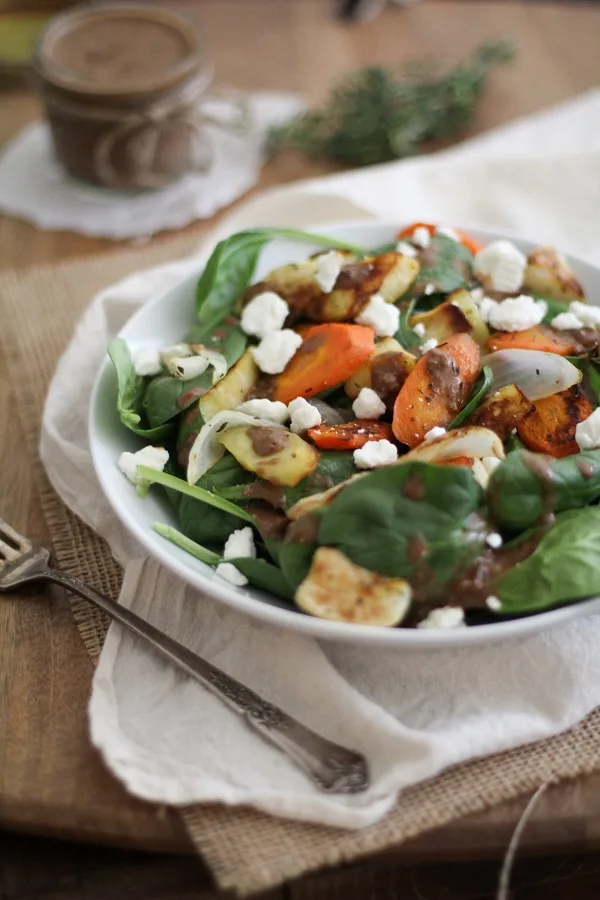 Roasted Root Salad with Balsamic-Date Vinaigrette