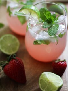 Strawberry Rhubarb Mint Mojitos