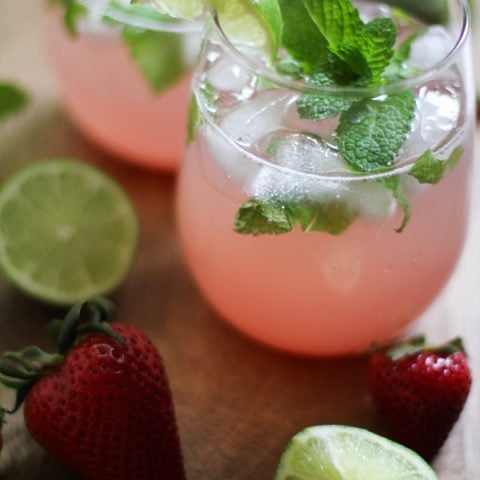 Strawberry Rhubarb Mint Mojitos