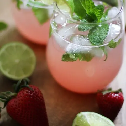 Strawberry Rhubarb Mint Mojitos