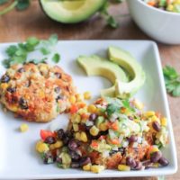 Southwest White Bean Veggie Burgers with black bean and corn salsa - a flavorful plant-based vegetarian dinner recipe!