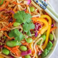 Spring Vegetable Pad Thai - vegan and gluten free | TheRoastedRoot.net #healthy #recipe #vegetarian
