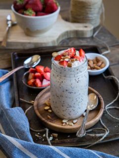 Strawberry Overnight Oats with chia seeds and walnuts - dairy-free, gluten-free, refined sugar-free, and healthy for breakfast or snack!