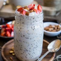 Strawberry Overnight Oats with chia seeds and walnuts - dairy-free, gluten-free, refined sugar-free, and healthy for breakfast or snack!