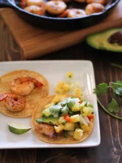 Shrimp and Avocado Tacos with Pineapple Salsa