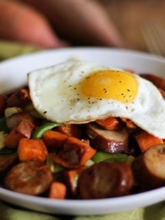 Sweet Potato and Leek Hash with Andouille Sausage